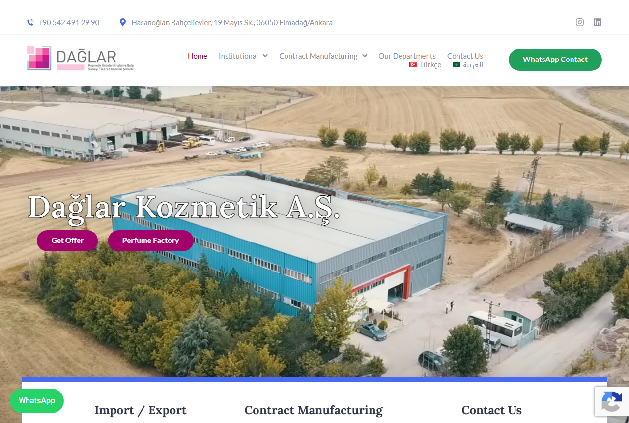 Daglar Kozmetik contract manufacturer website