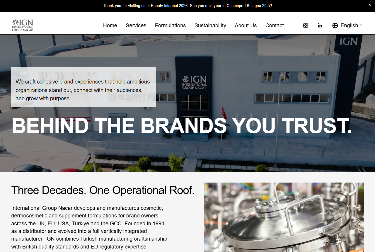 International Group Nacar dermocosmetics manufacturer website