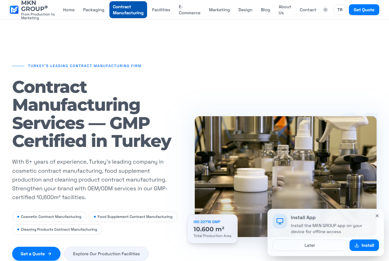 MKN Group contract manufacturing page