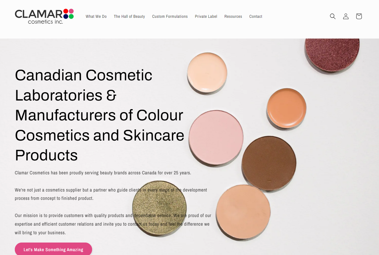 Clamar Cosmetics website