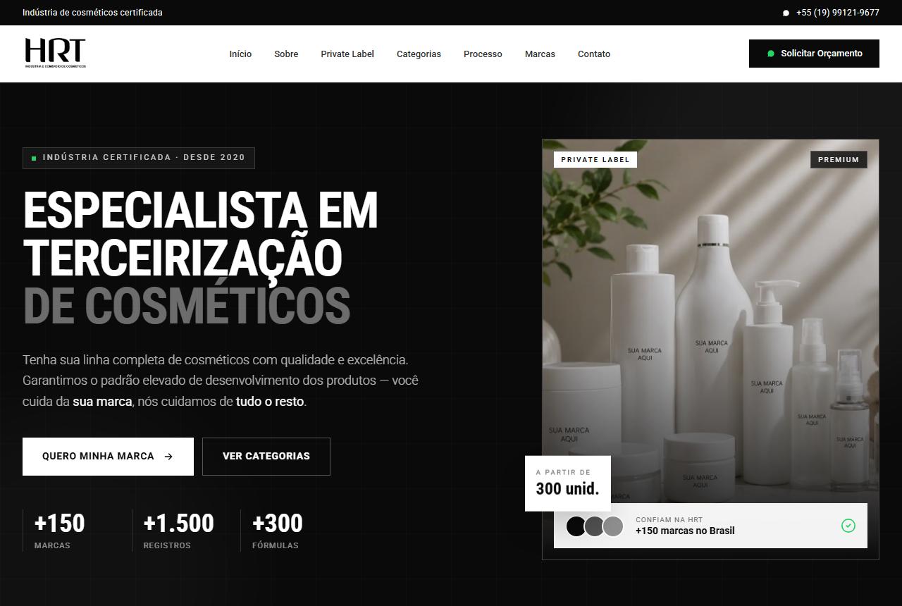 HRT Cosmeticos website