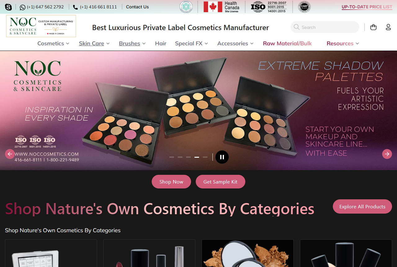 Nature's Own Cosmetics website