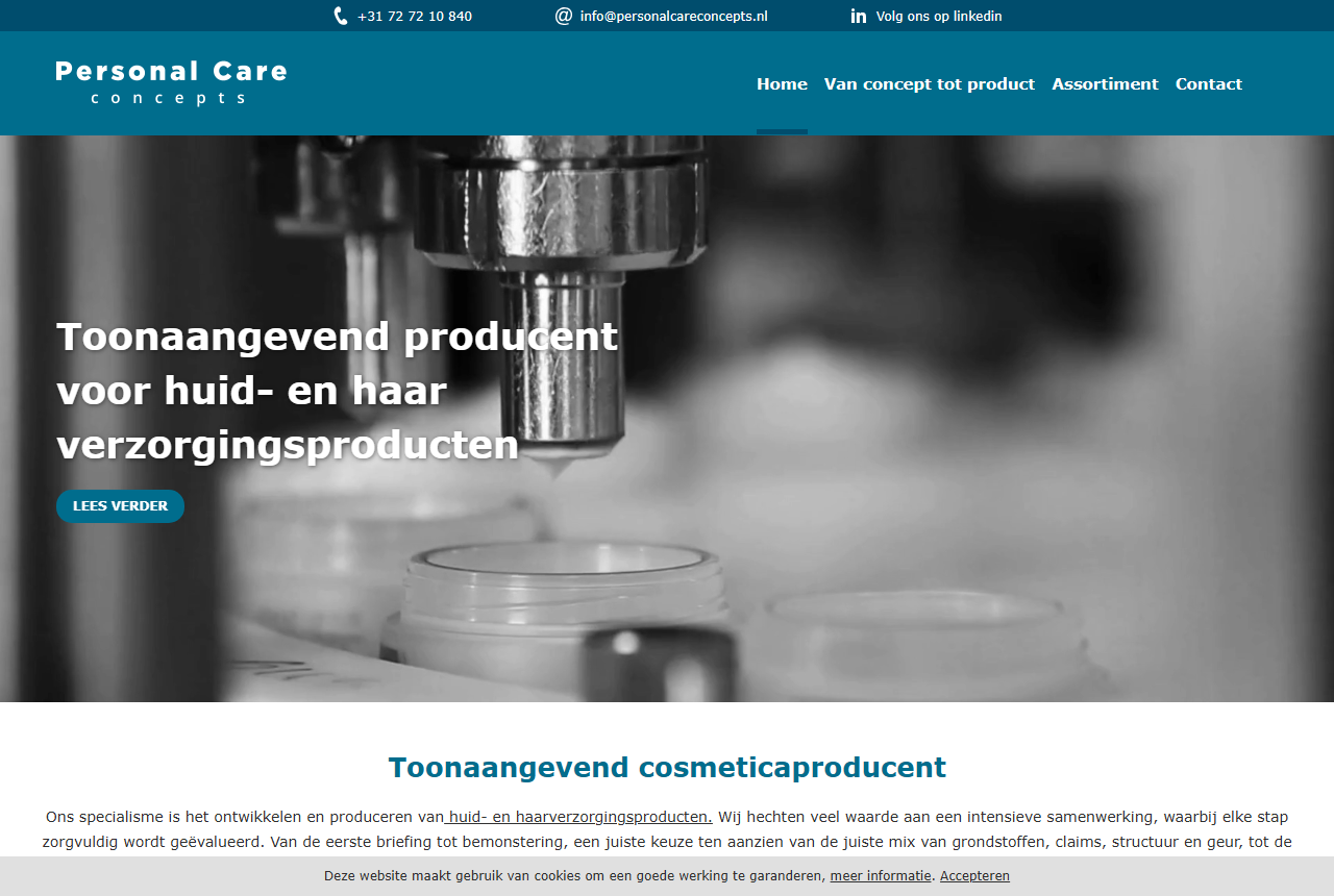Personal Care Concepts skincare and haircare producer, Heerhugowaard, Netherlands