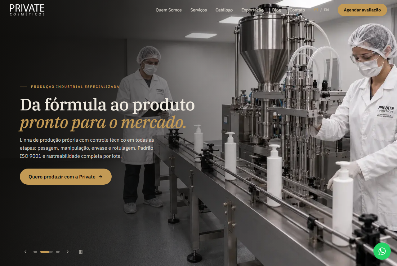 Private Cosmeticos website