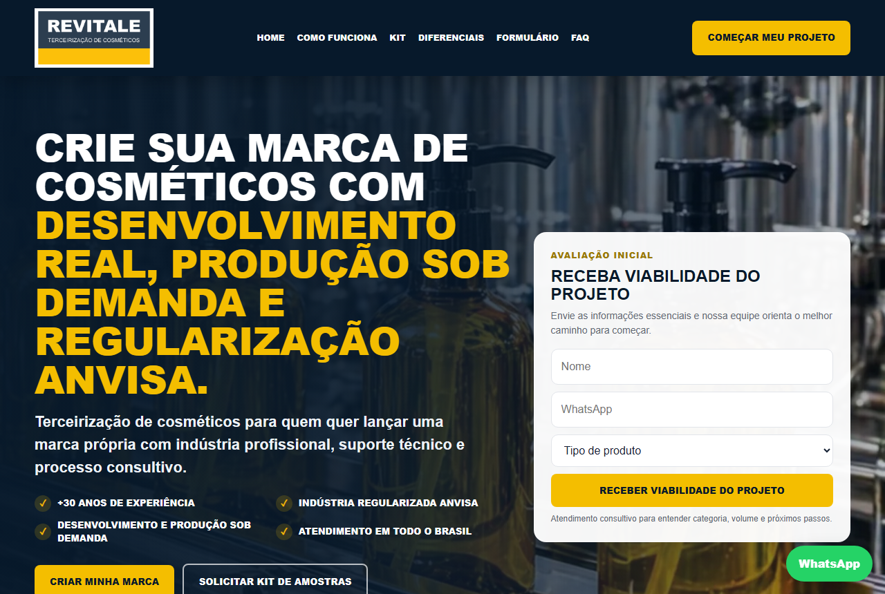 Revitale Cosmeticos website