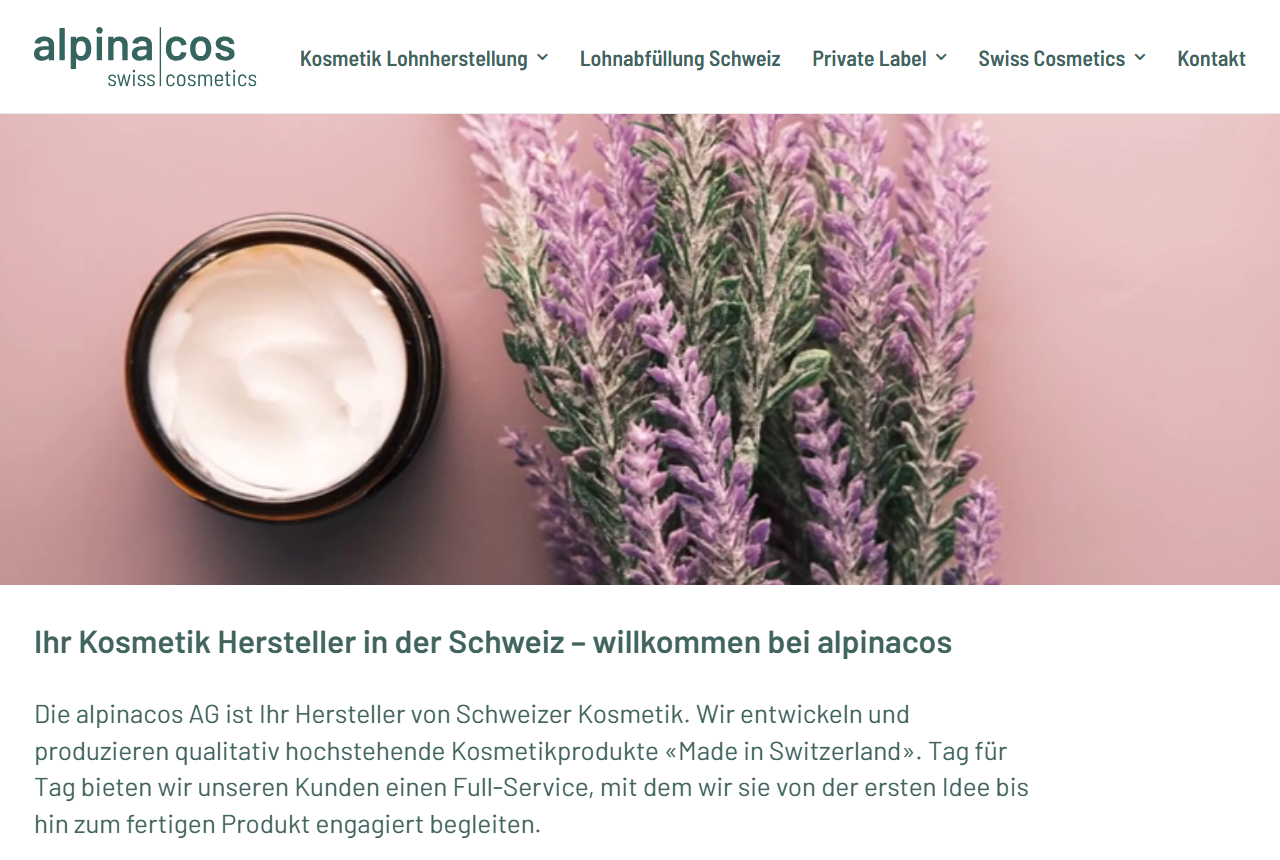 alpinacos AG cosmetics manufacturer Switzerland
