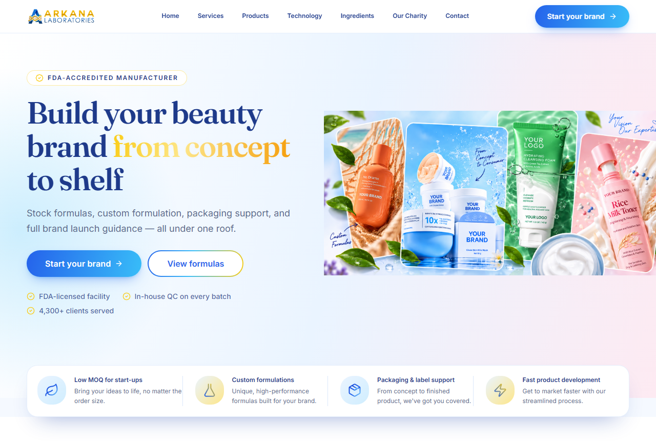 Arkana Laboratories website