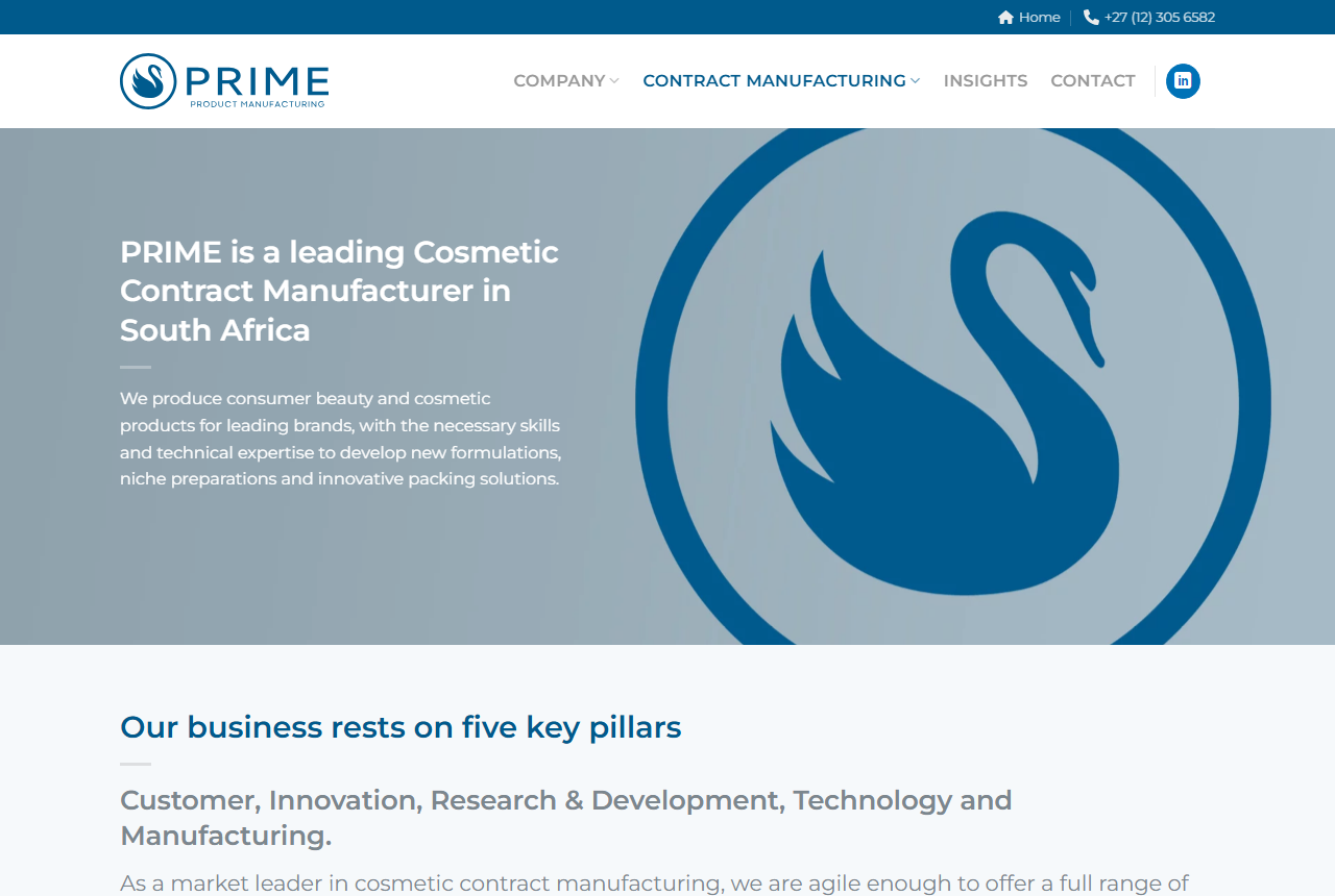 Prime Product Manufacturing contract manufacturing page