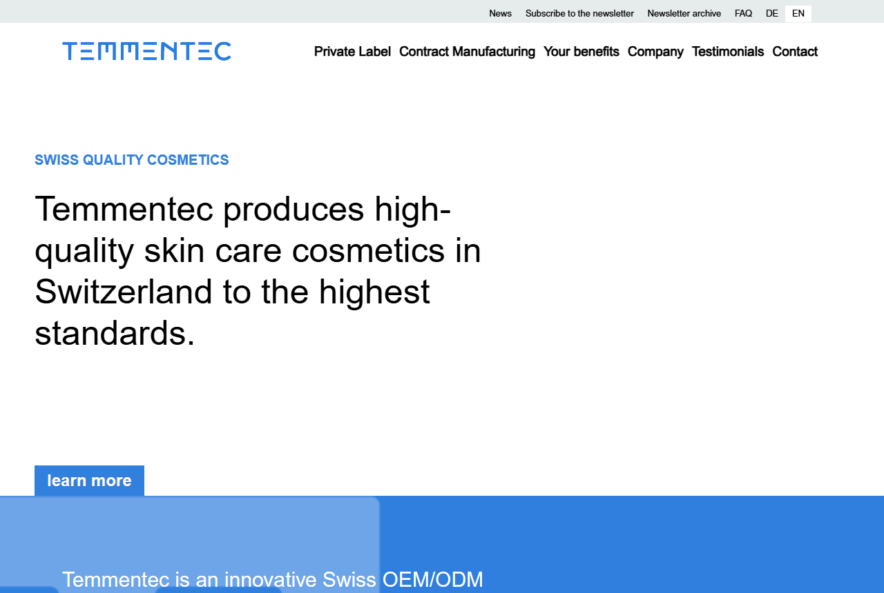 Temmentec AG Swiss OEM ODM skincare manufacturer